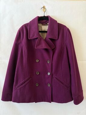 Old Navy Double Breasted Peacoat Size XL Wool Blend Purple Winter Outerwear Coat